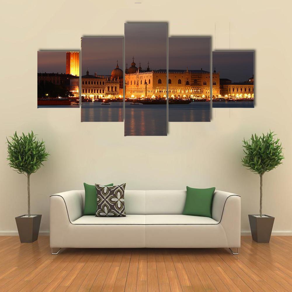 Venice At Sunset Canvas Wall Art-5 Star-Gallery Wrap-62" x 32"-Tiaracle