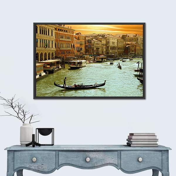 Venice Grand Canal Canvas Wall Art-1 Piece-Floating Frame-24" x 16"-Tiaracle