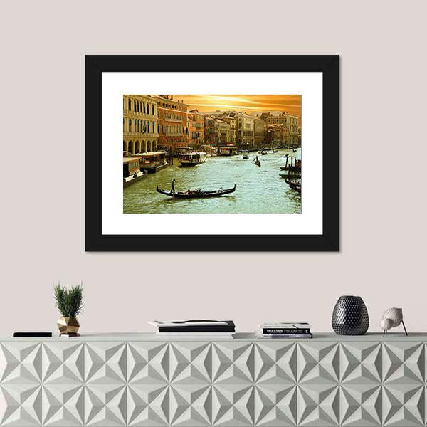 Venice Grand Canal Canvas Wall Art-1 Piece-Framed Print-20" x 16"-Tiaracle