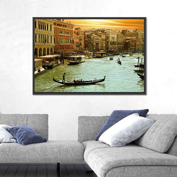 Venice Grand Canal Canvas Wall Art-3 Horizontal-Gallery Wrap-25" x 16"-Tiaracle