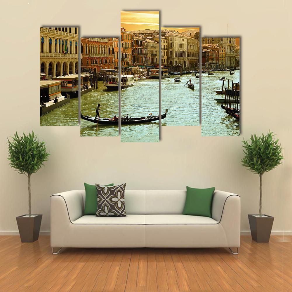 Venice Grand Canal Canvas Wall Art-5 Pop-Gallery Wrap-47" x 32"-Tiaracle