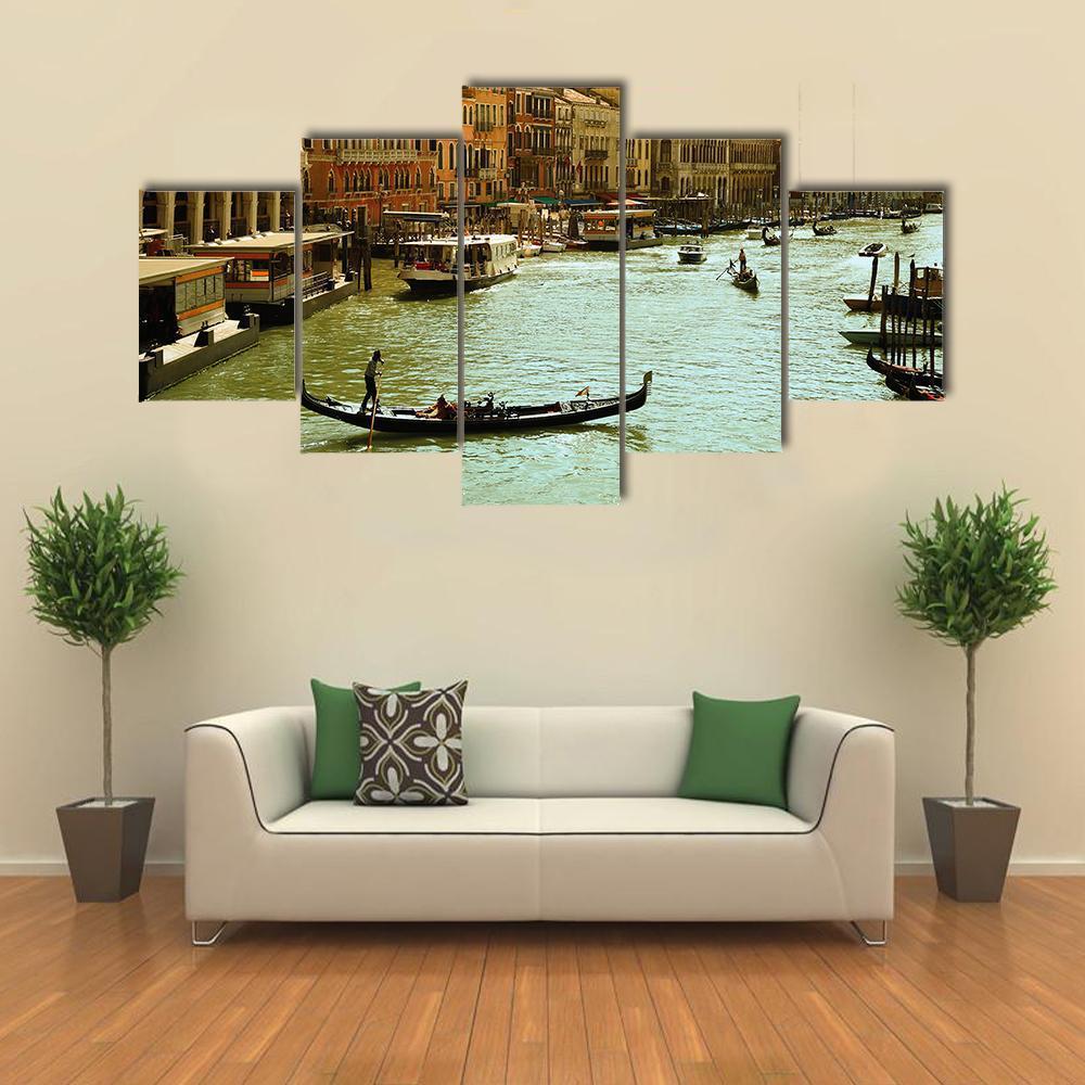 Venice Grand Canal Canvas Wall Art-5 Star-Gallery Wrap-62" x 32"-Tiaracle