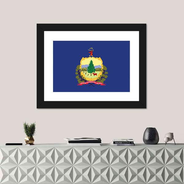 Vermont State Flag Canvas Wall Art-1 Piece-Framed Print-20" x 16"-Tiaracle
