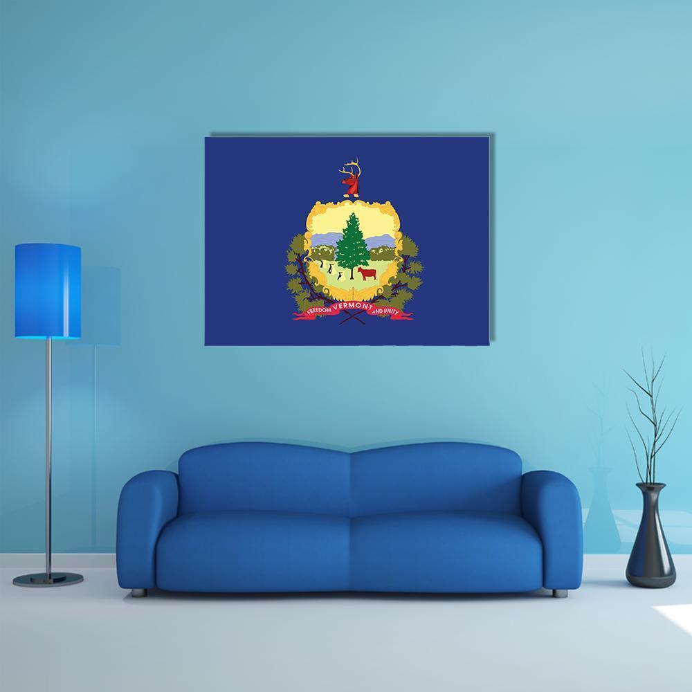Vermont State Flag Canvas Wall Art-1 Piece-Gallery Wrap-48" x 32"-Tiaracle