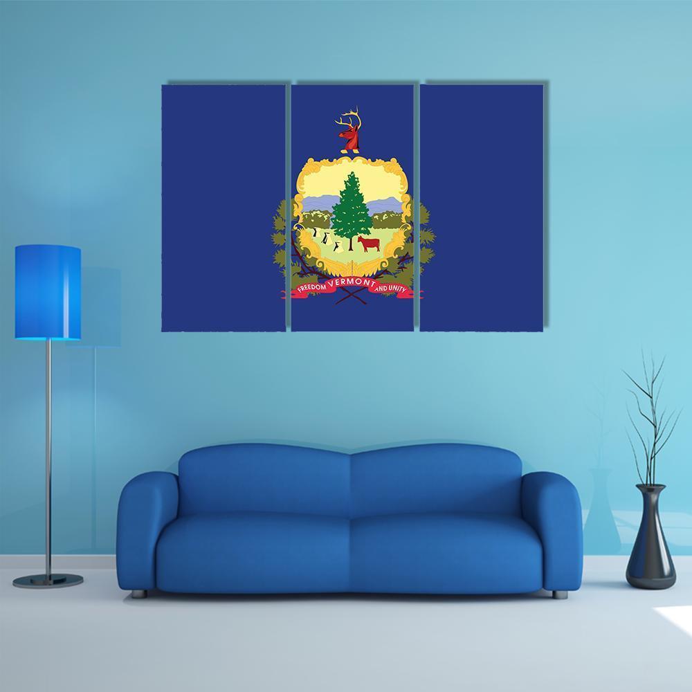 Vermont State Flag Canvas Wall Art-3 Horizontal-Gallery Wrap-37" x 24"-Tiaracle
