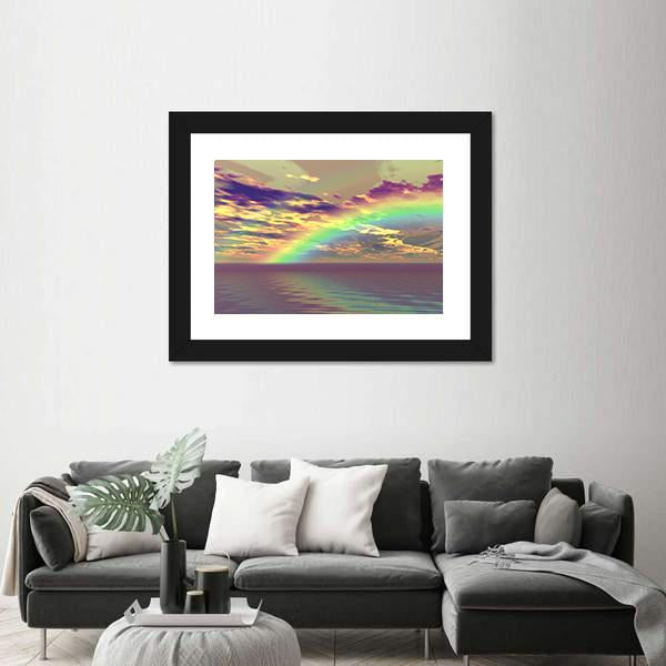 Vibrant Rainbow Appearing Over The Clouds And Sea Canvas Wall Art-3 Horizontal-Gallery Wrap-25" x 16"-Tiaracle