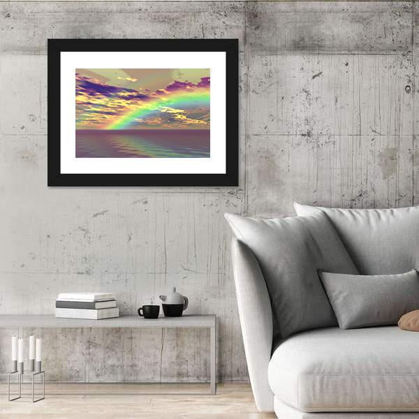 Vibrant Rainbow Appearing Over The Clouds And Sea Canvas Wall Art-3 Horizontal-Gallery Wrap-25" x 16"-Tiaracle