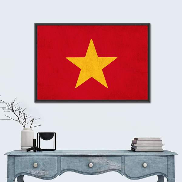 Vietnam Flag Canvas Wall Art-1 Piece-Floating Frame-24" x 16"-Tiaracle
