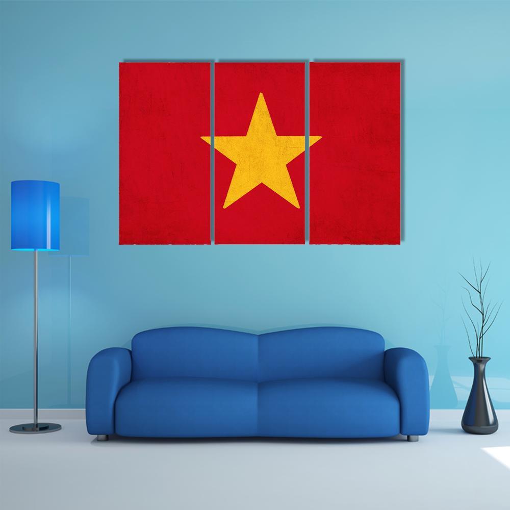 Vietnam Flag Canvas Wall Art-3 Horizontal-Gallery Wrap-37" x 24"-Tiaracle