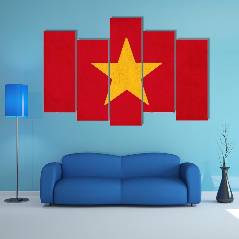 Vietnam Flag Canvas Wall Art-5 Pop-Gallery Wrap-47" x 32"-Tiaracle
