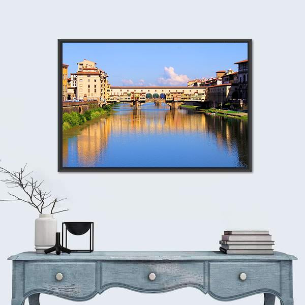 View Down The Arno River Canvas Wall Art-1 Piece-Floating Frame-24" x 16"-Tiaracle