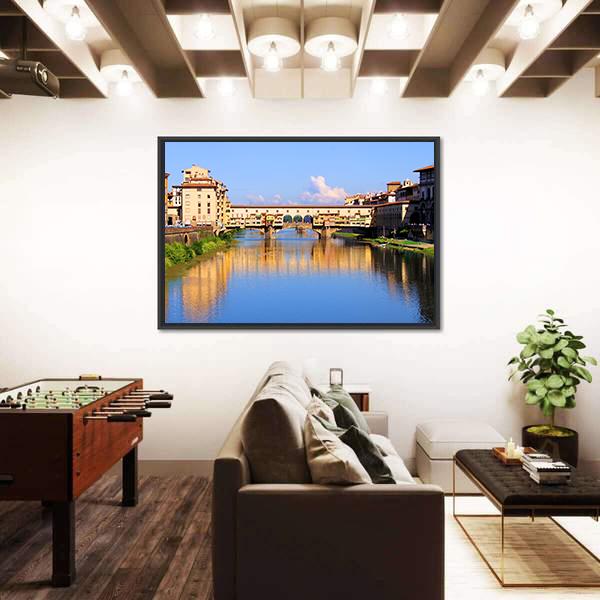View Down The Arno River Canvas Wall Art-3 Horizontal-Gallery Wrap-25" x 16"-Tiaracle
