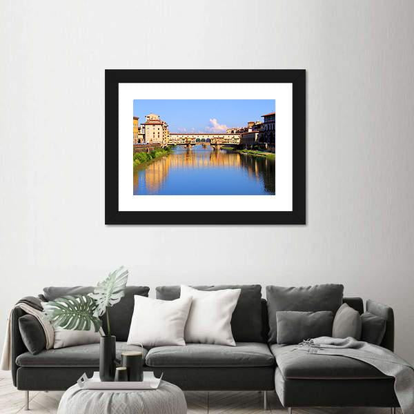 View Down The Arno River Canvas Wall Art-3 Horizontal-Gallery Wrap-25" x 16"-Tiaracle