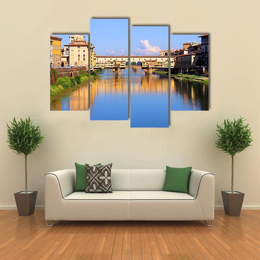 View Down The Arno River Canvas Wall Art-4 Pop-Gallery Wrap-50" x 32"-Tiaracle