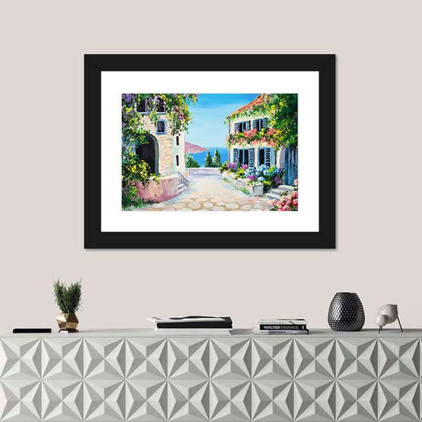 View Of An Old Street Near The Sea Canvas Wall Art-1 Piece-Framed Print-20" x 16"-Tiaracle