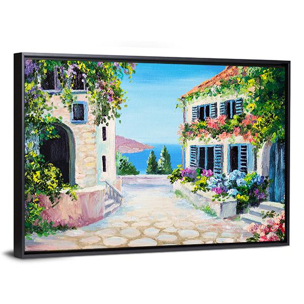 View Of An Old Street Near The Sea Canvas Wall Art-3 Horizontal-Gallery Wrap-25" x 16"-Tiaracle