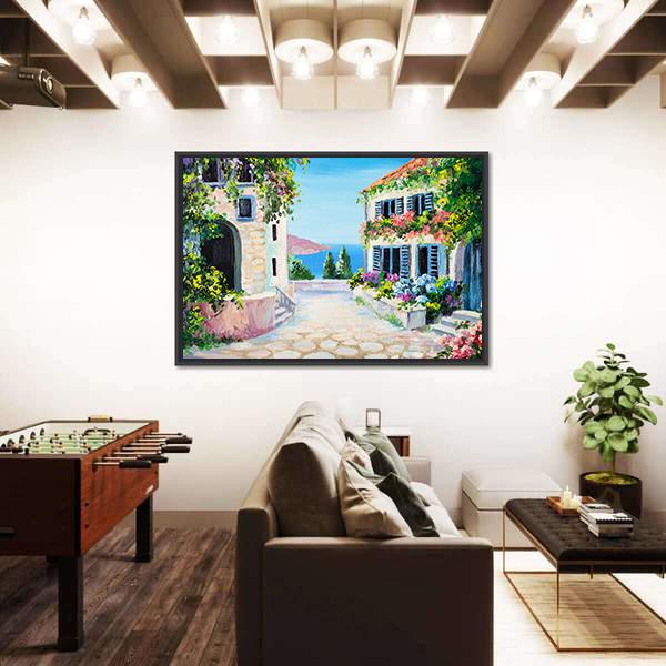 View Of An Old Street Near The Sea Canvas Wall Art-3 Horizontal-Gallery Wrap-25" x 16"-Tiaracle