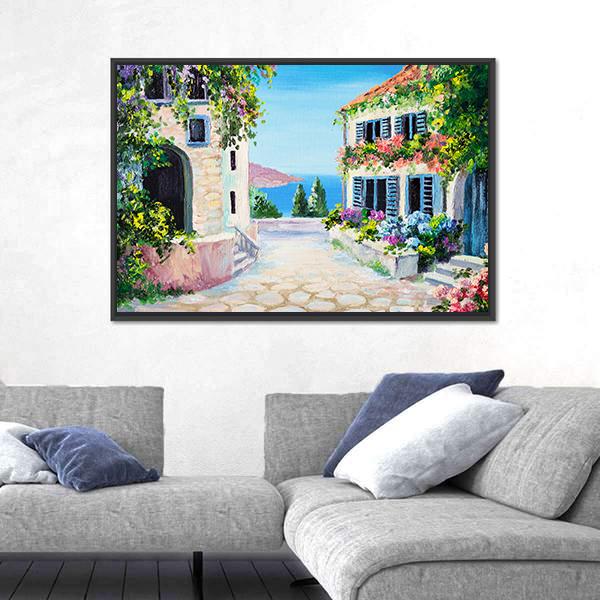 View Of An Old Street Near The Sea Canvas Wall Art-3 Horizontal-Gallery Wrap-25" x 16"-Tiaracle