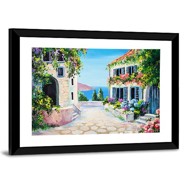 View Of An Old Street Near The Sea Canvas Wall Art-3 Horizontal-Gallery Wrap-25" x 16"-Tiaracle