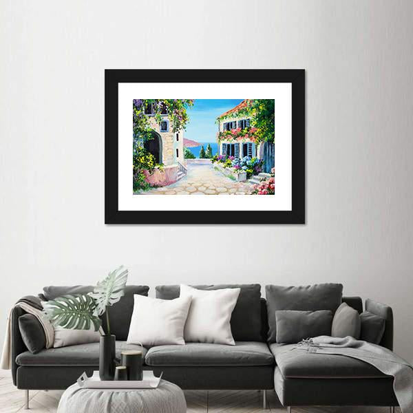 View Of An Old Street Near The Sea Canvas Wall Art-3 Horizontal-Gallery Wrap-25" x 16"-Tiaracle