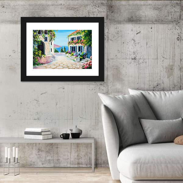 View Of An Old Street Near The Sea Canvas Wall Art-3 Horizontal-Gallery Wrap-25" x 16"-Tiaracle