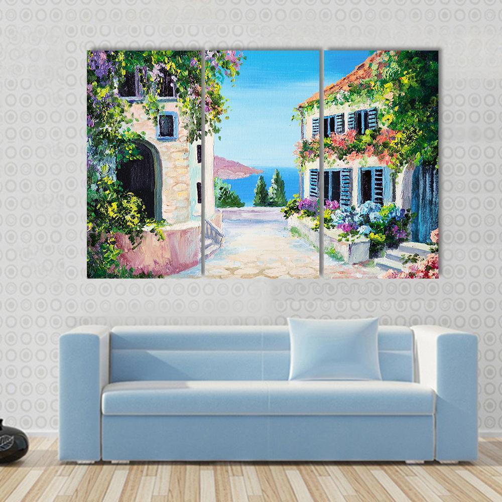 View Of An Old Street Near The Sea Canvas Wall Art-3 Horizontal-Gallery Wrap-37" x 24"-Tiaracle