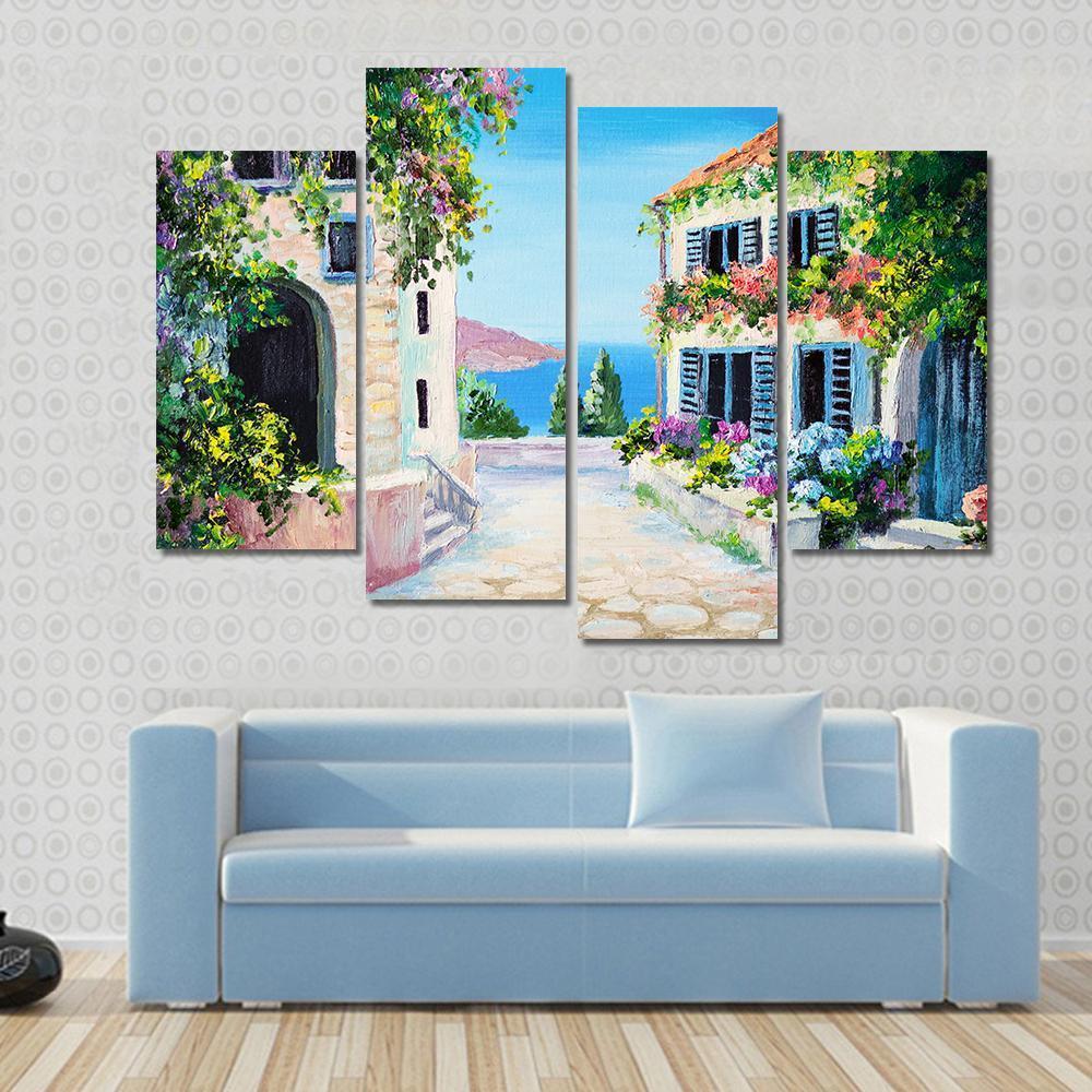 View Of An Old Street Near The Sea Canvas Wall Art-4 Pop-Gallery Wrap-50" x 32"-Tiaracle