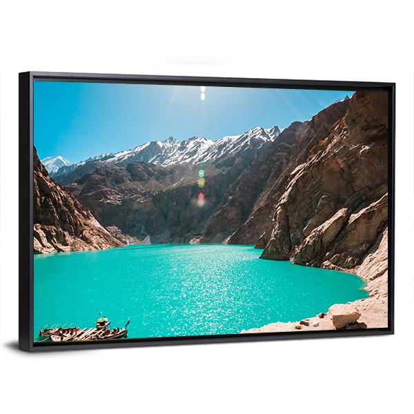 View Of Attabad Lake in Northern Pakistan Canvas Wall Art-3 Horizontal-Gallery Wrap-25" x 16"-Tiaracle