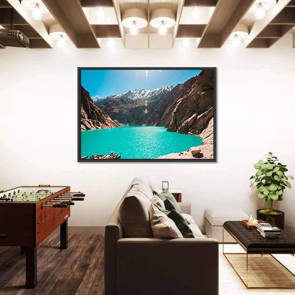 View Of Attabad Lake in Northern Pakistan Canvas Wall Art-3 Horizontal-Gallery Wrap-25" x 16"-Tiaracle