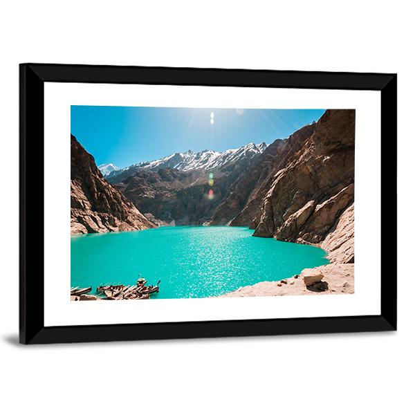 View Of Attabad Lake in Northern Pakistan Canvas Wall Art-3 Horizontal-Gallery Wrap-25" x 16"-Tiaracle