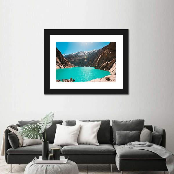 View Of Attabad Lake in Northern Pakistan Canvas Wall Art-3 Horizontal-Gallery Wrap-25" x 16"-Tiaracle