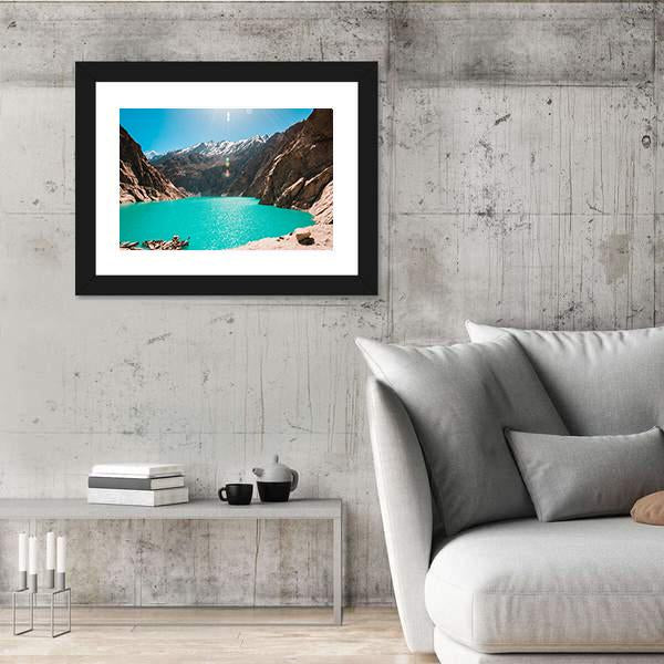 View Of Attabad Lake in Northern Pakistan Canvas Wall Art-3 Horizontal-Gallery Wrap-25" x 16"-Tiaracle