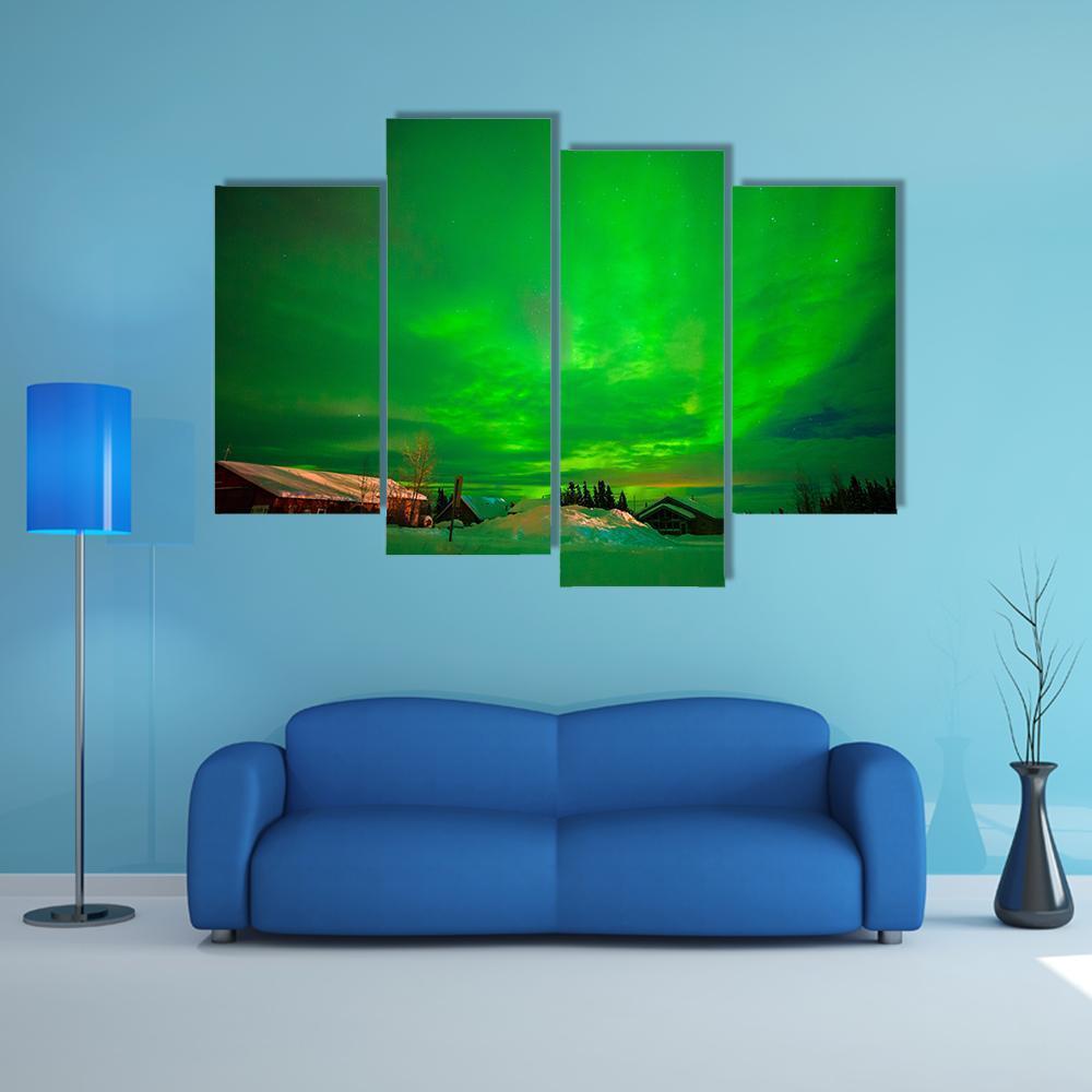 View Of Aurora Canvas Wall Art-4 Pop-Gallery Wrap-50" x 32"-Tiaracle