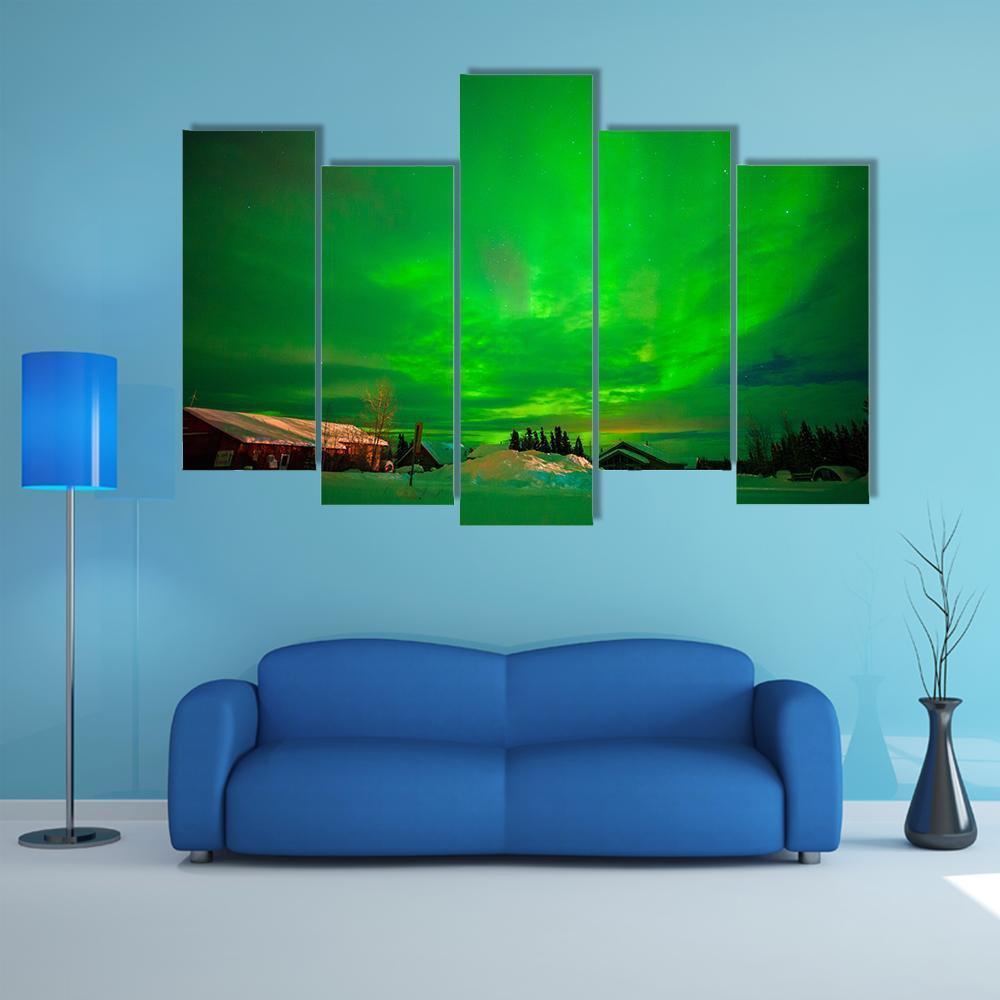 View Of Aurora Canvas Wall Art-5 Pop-Gallery Wrap-47" x 32"-Tiaracle