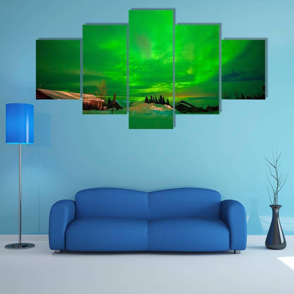 View Of Aurora Canvas Wall Art-5 Star-Gallery Wrap-62" x 32"-Tiaracle