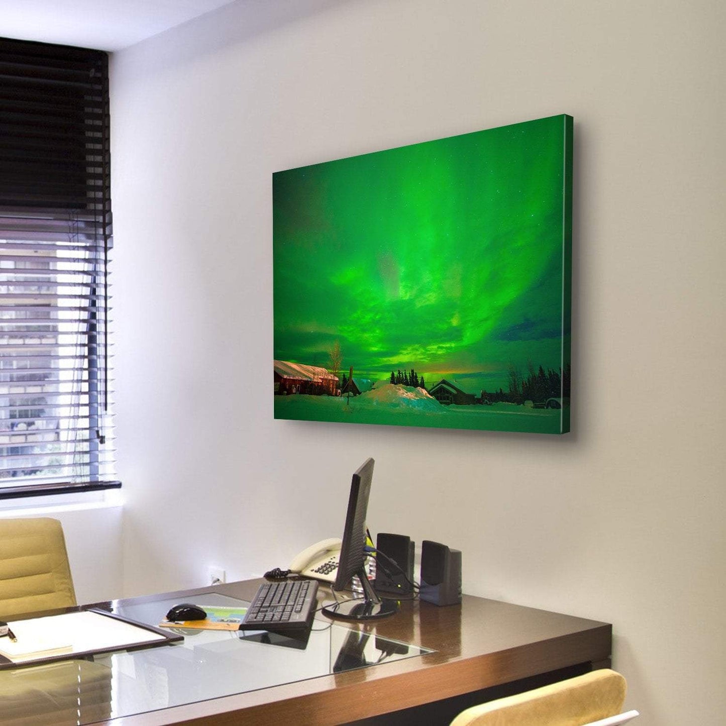 View Of Aurora Canvas Wall Art-3 Horizontal-Gallery Wrap-25" x 16"-Tiaracle