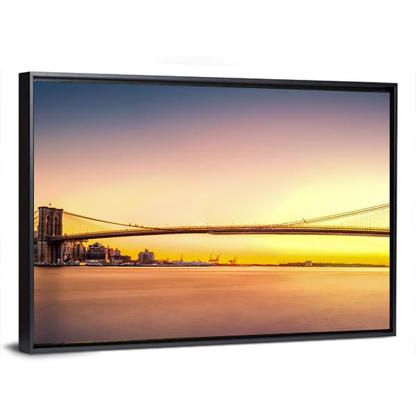 View Of Brooklyn Bridge Canvas Wall Art-3 Horizontal-Gallery Wrap-25" x 16"-Tiaracle
