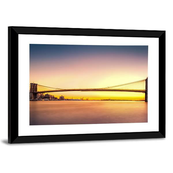 View Of Brooklyn Bridge Canvas Wall Art-3 Horizontal-Gallery Wrap-25" x 16"-Tiaracle