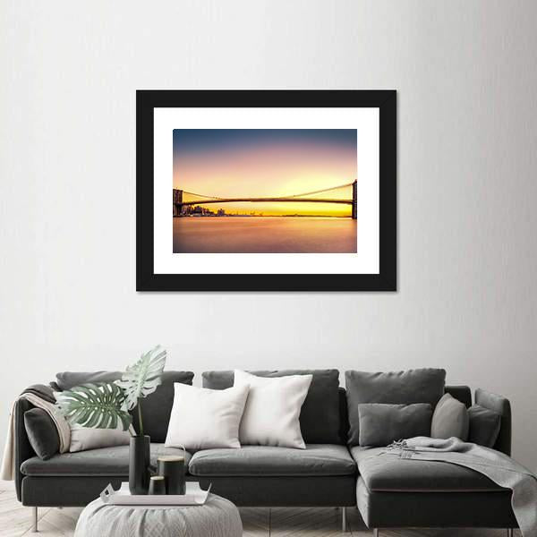 View Of Brooklyn Bridge Canvas Wall Art-3 Horizontal-Gallery Wrap-25" x 16"-Tiaracle