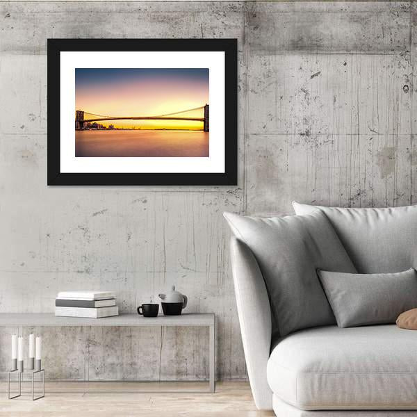 View Of Brooklyn Bridge Canvas Wall Art-3 Horizontal-Gallery Wrap-25" x 16"-Tiaracle