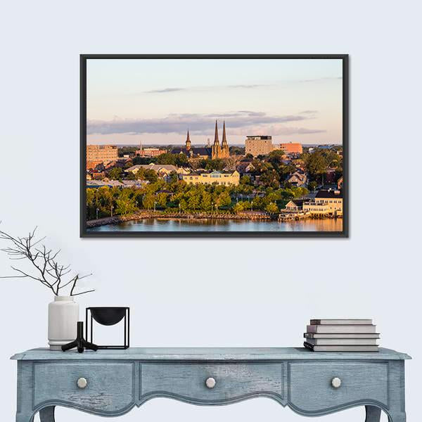 View Of Charlotte Town Canvas Wall Art-1 Piece-Floating Frame-24" x 16"-Tiaracle