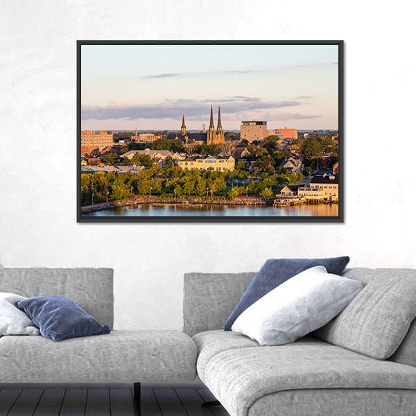 View Of Charlotte Town Canvas Wall Art-3 Horizontal-Gallery Wrap-25" x 16"-Tiaracle