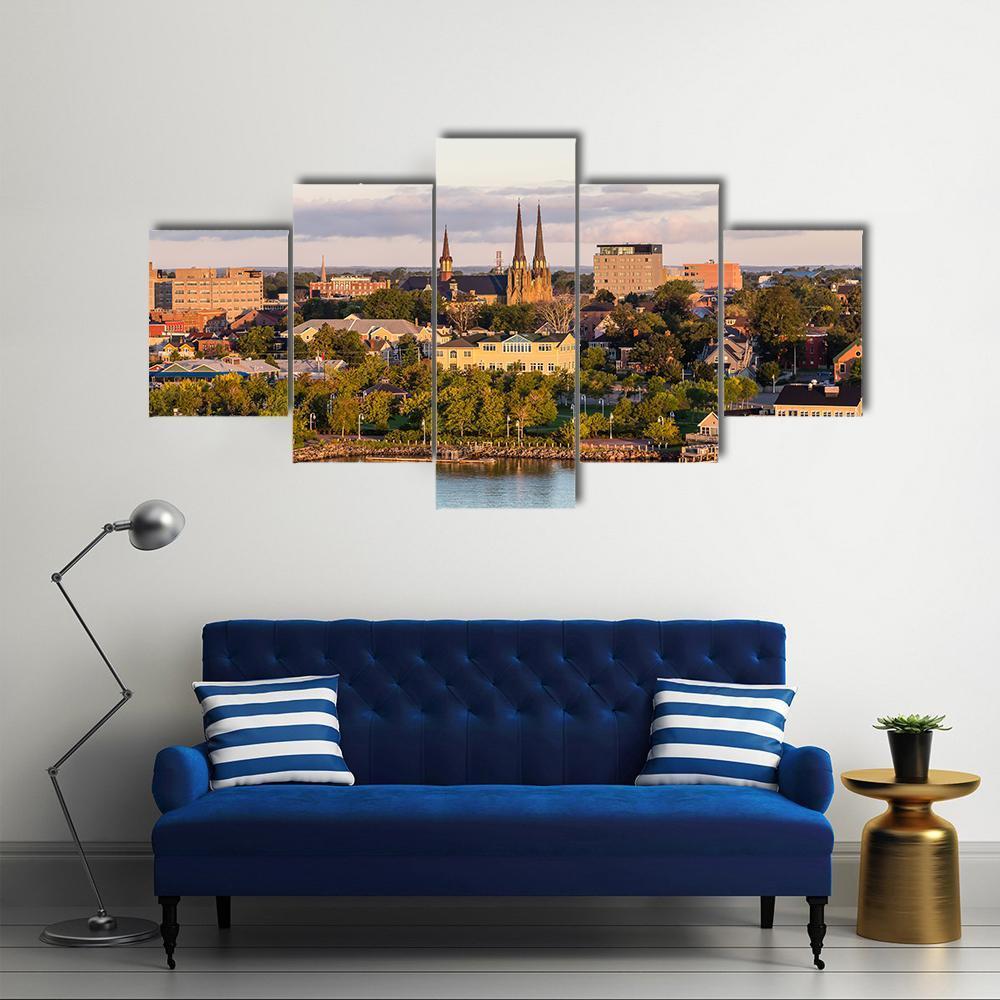 View Of Charlotte Town Canvas Wall Art-5 Star-Gallery Wrap-62" x 32"-Tiaracle
