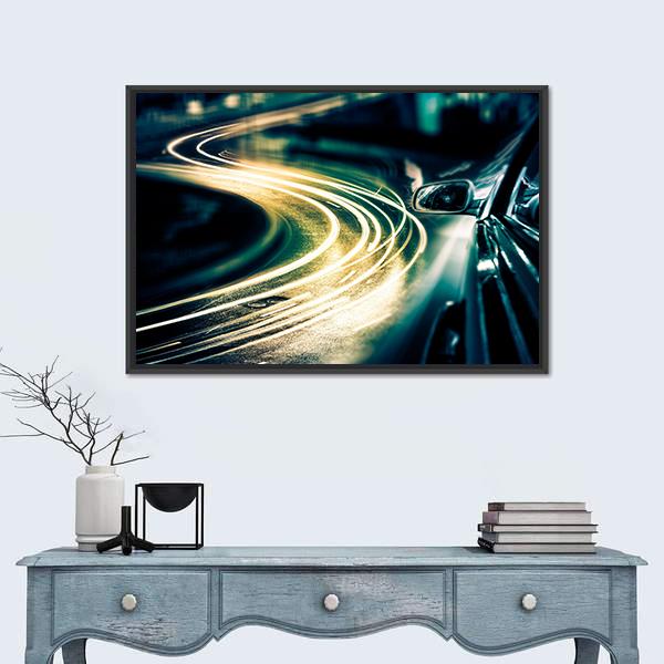 View Of High Traffic From Car Canvas Wall Art-1 Piece-Floating Frame-24" x 16"-Tiaracle