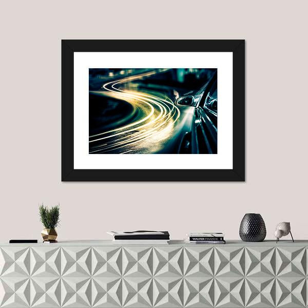 View Of High Traffic From Car Canvas Wall Art-1 Piece-Framed Print-20" x 16"-Tiaracle