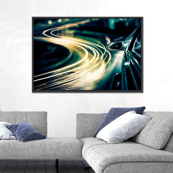 View Of High Traffic From Car Canvas Wall Art-3 Horizontal-Gallery Wrap-25" x 16"-Tiaracle