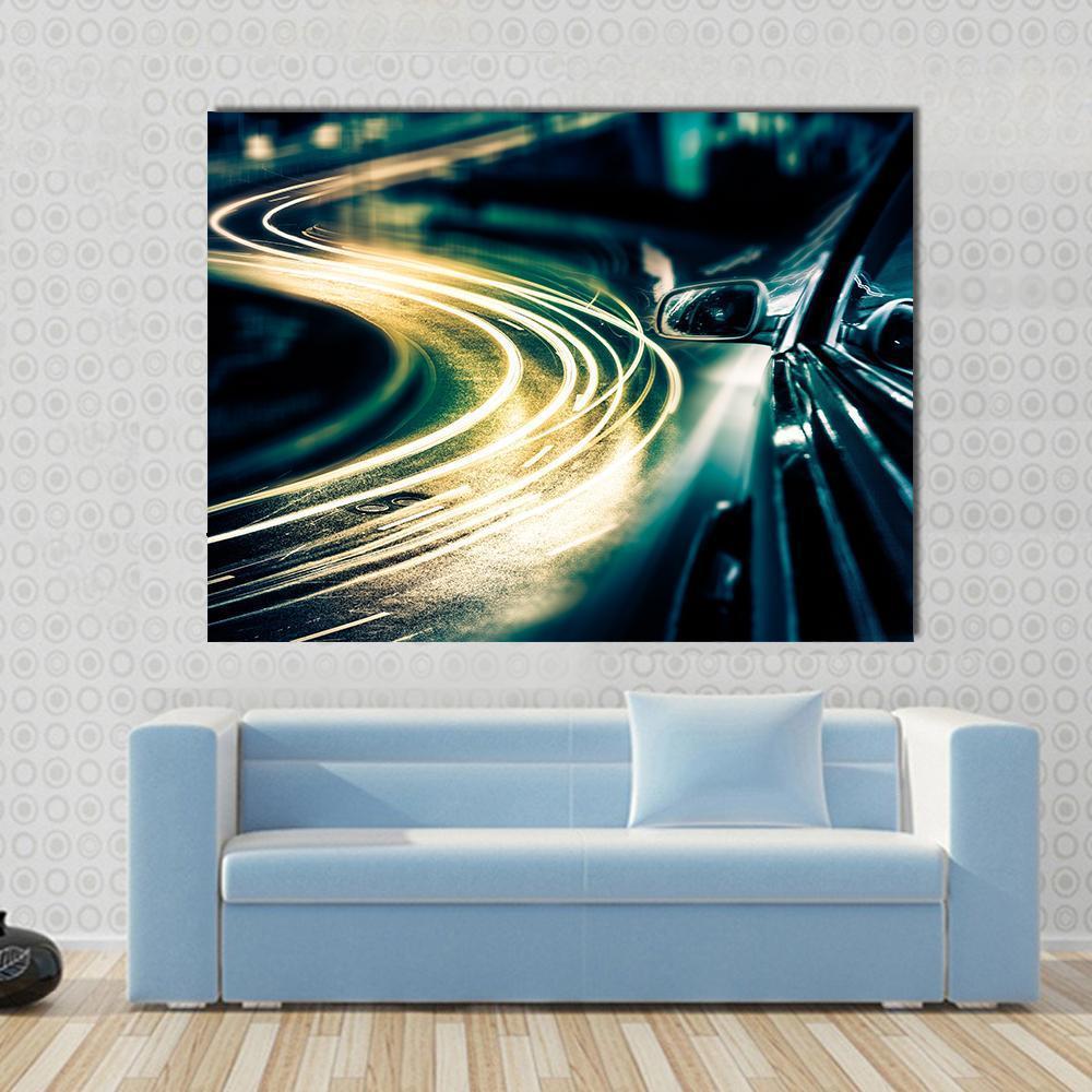 View Of High Traffic From Car Canvas Wall Art-1 Piece-Gallery Wrap-48" x 32"-Tiaracle