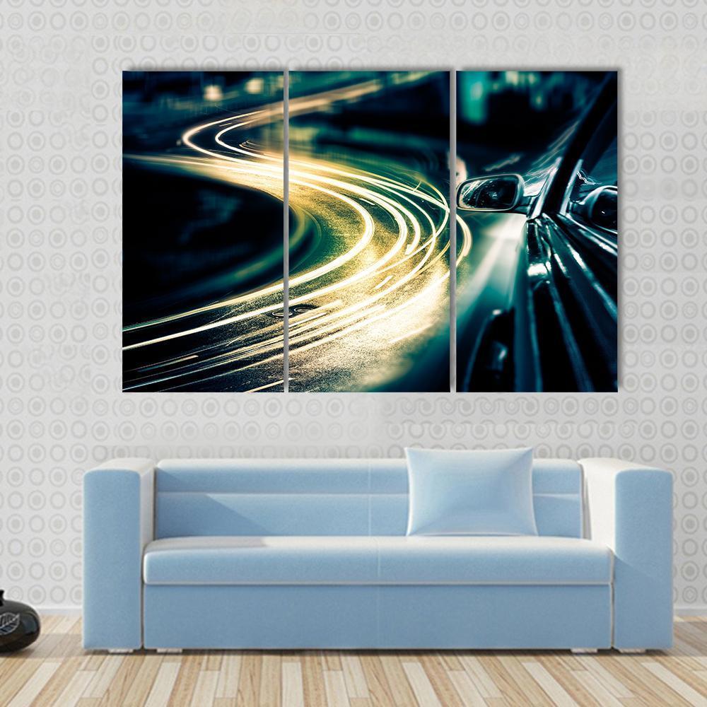 View Of High Traffic From Car Canvas Wall Art-3 Horizontal-Gallery Wrap-37" x 24"-Tiaracle