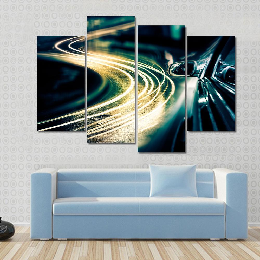 View Of High Traffic From Car Canvas Wall Art-4 Pop-Gallery Wrap-50" x 32"-Tiaracle