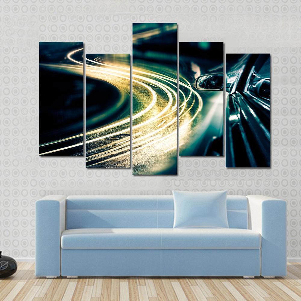 View Of High Traffic From Car Canvas Wall Art-5 Pop-Gallery Wrap-47" x 32"-Tiaracle